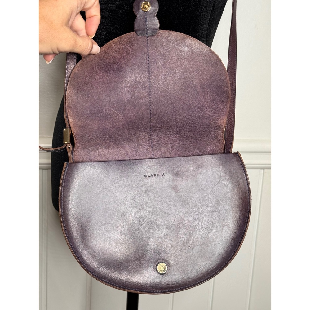 Clare V Shoulder Bag Brown Leather Saddle Crossbody French Girl Quiet Luxury - Picture 10 of 12